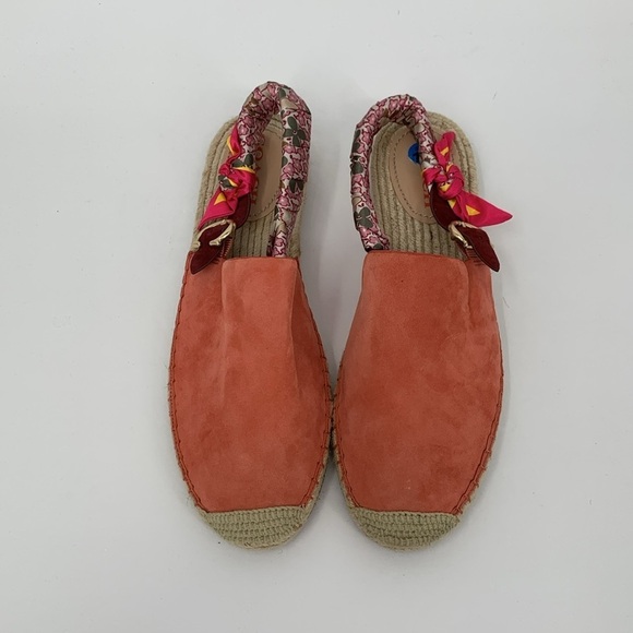 Coach Candice flat espadrille slingback shoes pink floral suede scarf strap 11 - Picture 4 of 7